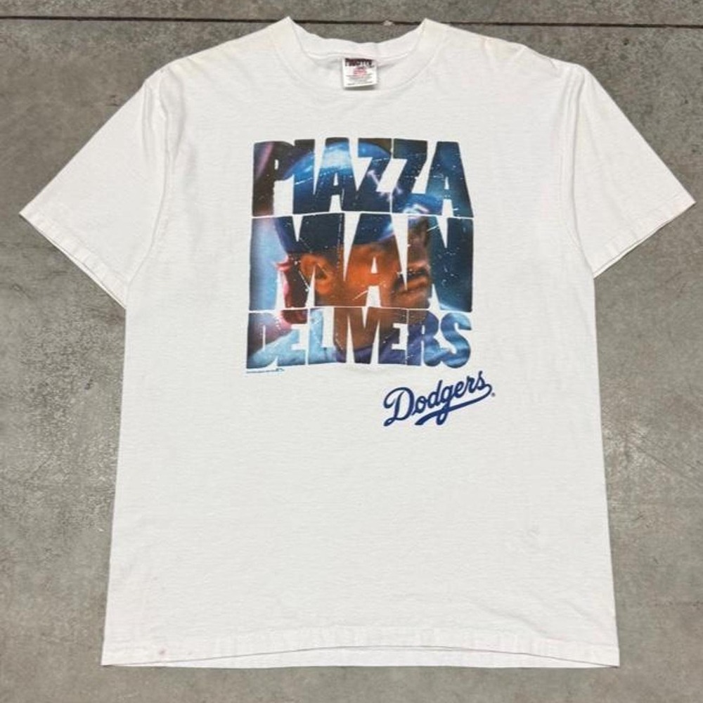 Los Angeles Dodgers Vintage 90s MLB "Piazza Man Delivers" T Shirt Sz Large